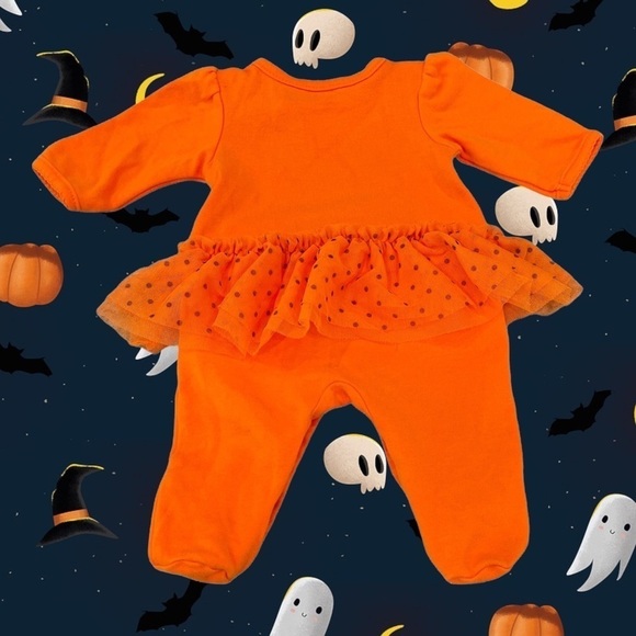 CARTERS NB Infant Girls Halloween Jack-O-Lantern Pumpkin Tulle Bodysuit Creeper - Picture 2 of 2